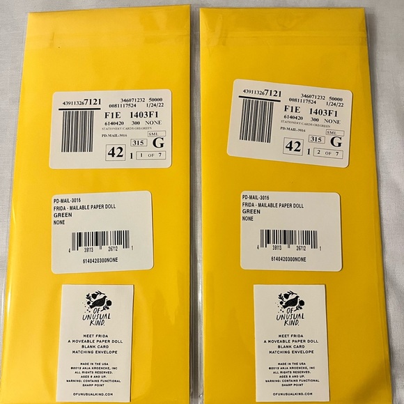 OF UNUSUAL KIND’ TWO FRIDA MAILABLE MOVEABLE PAPER DOLL BLANK CARD WITH ENVELOPE - Picture 7 of 7